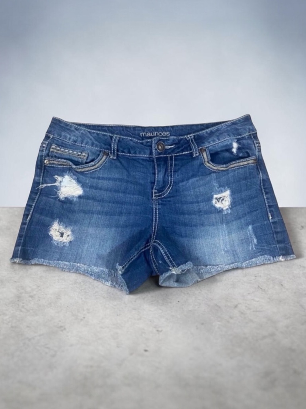 Maurices Blue Distressed Jean Shorts